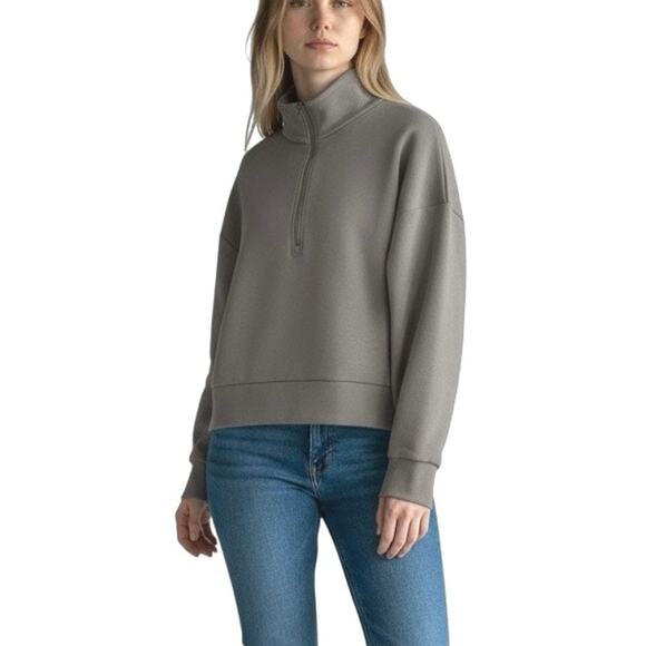 CALIA Women's Soft Scuba 1/4 Zip Relaxed Sweatshirt Gauntlet Gray Size Large - Picture 1 of 10